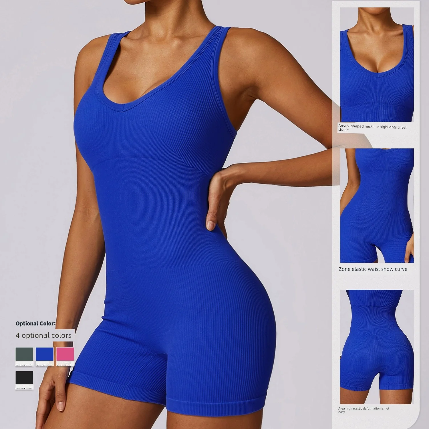 2024 Fashion High Elastic Belly Contracting Seamless Tight Yoga Jumpsuit Sports Fitness Hip Lifting Yoga Jumpsuit Women - Image 3