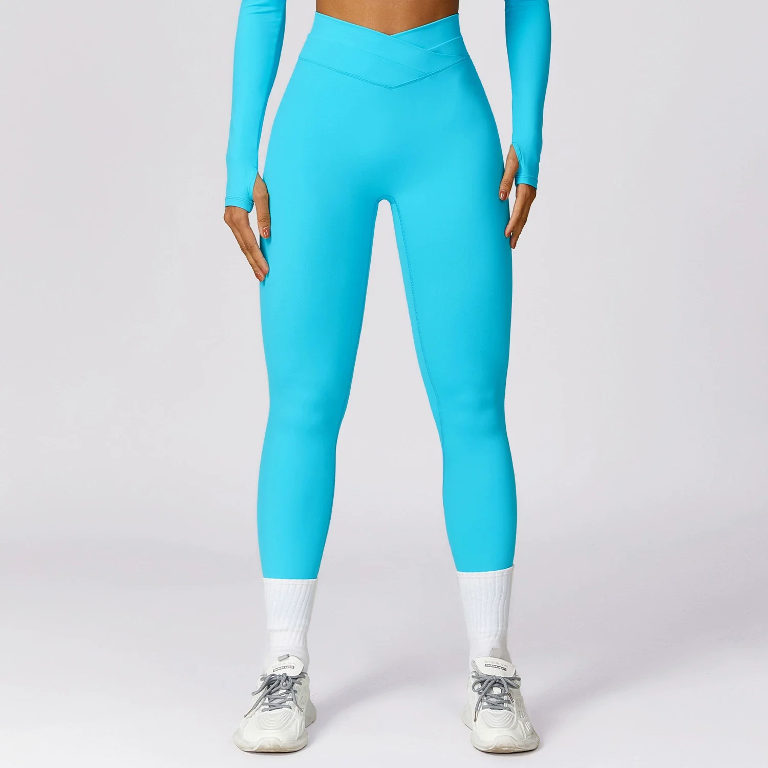 2024 Fashion Quick-Dry Hip Raise Skinny Yoga Pants Cross High Waist Fitness Pants Outwear Brushed Running Exercise Pants - Image 10