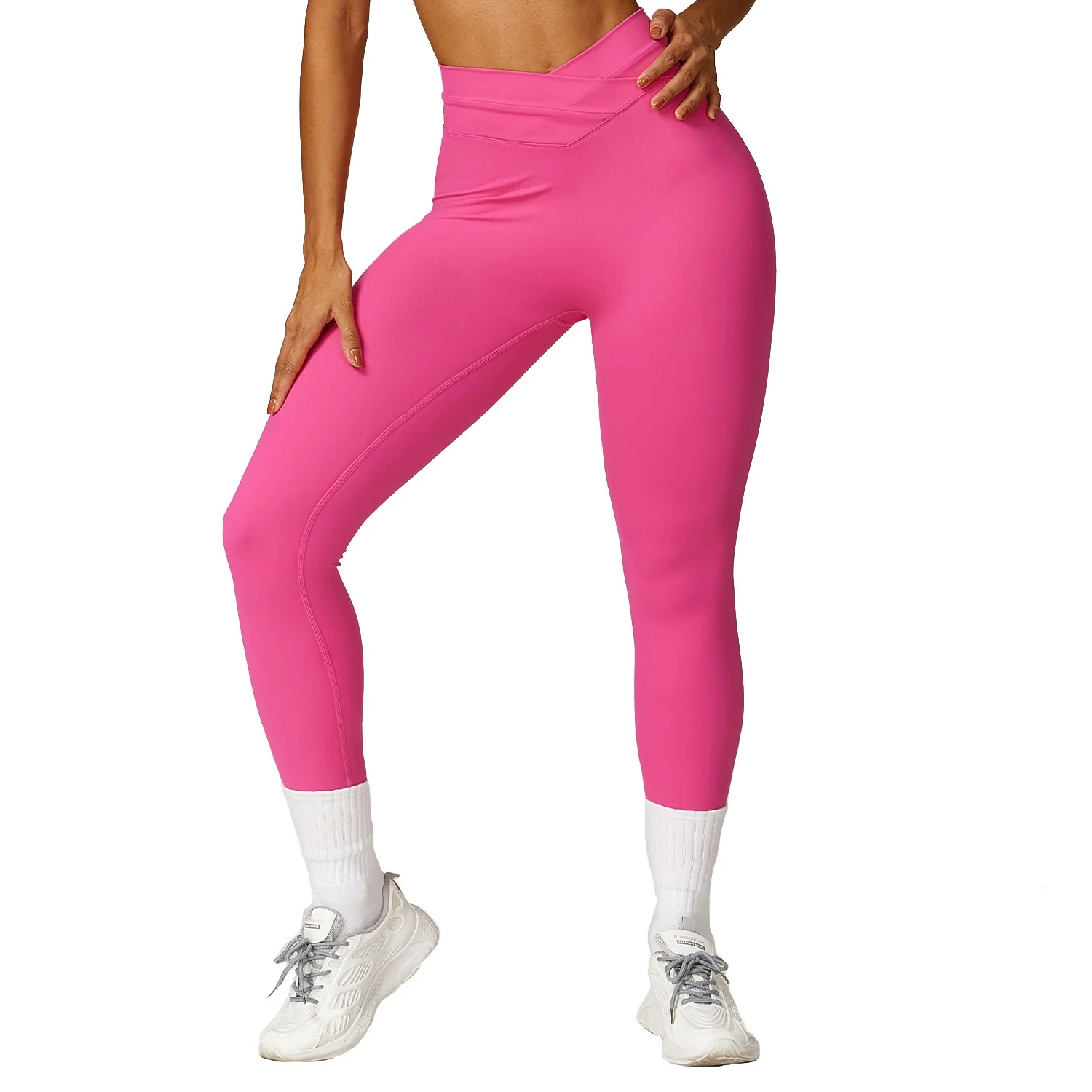 2024 Fashion Quick-Dry Hip Raise Skinny Yoga Pants Cross High Waist Fitness Pants Outwear Brushed Running Exercise Pants - Image 5