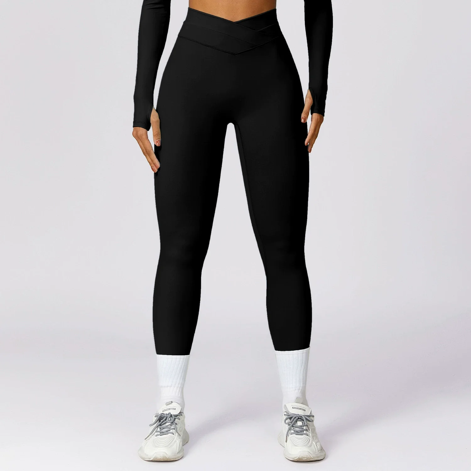 2024 Fashion Quick-Dry Hip Raise Skinny Yoga Pants Cross High Waist Fitness Pants Outwear Brushed Running Exercise Pants - Image 6