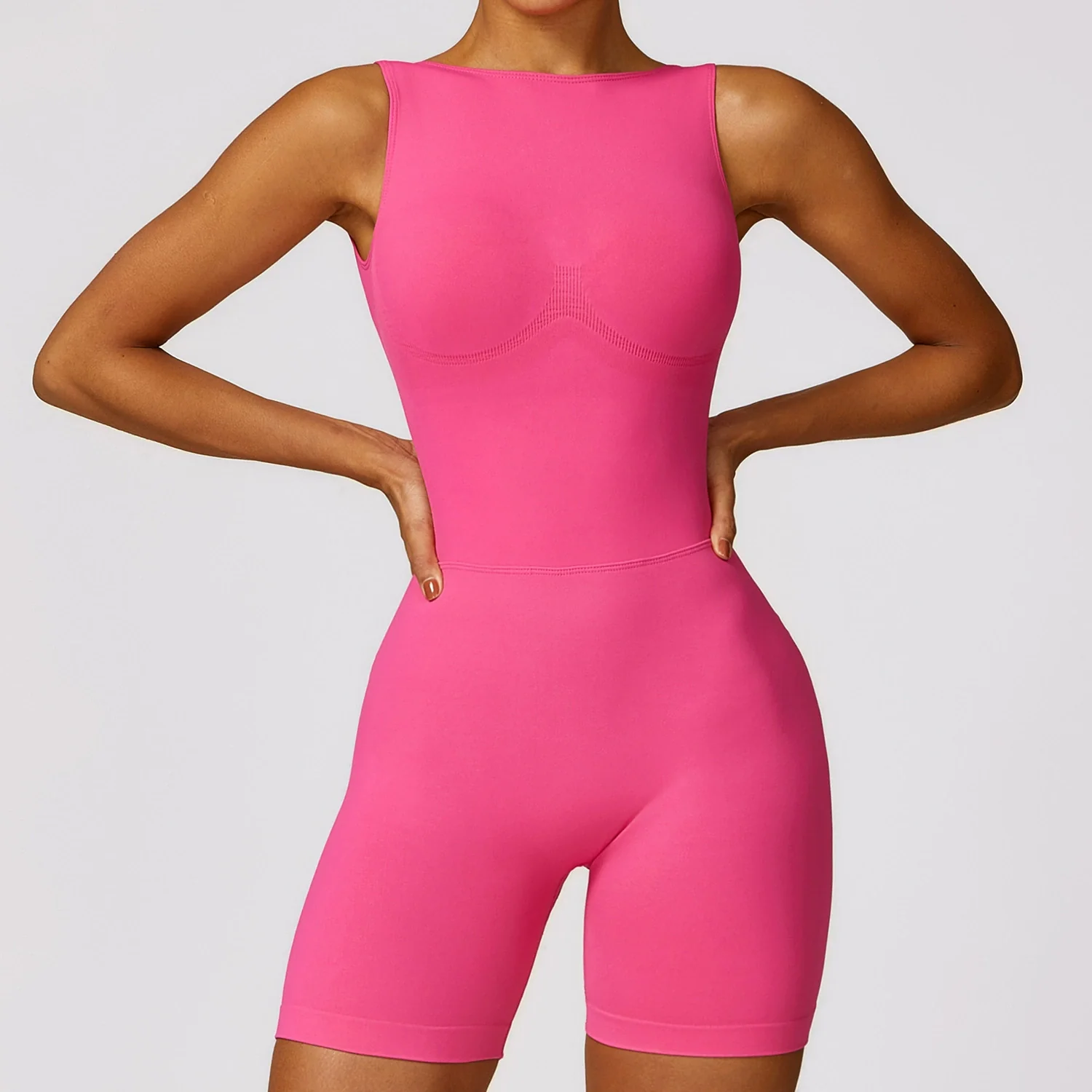 2024 Fashion Seamless Hollow-out Beauty Back Yoga One-Piece Tight Exercise Fitness Hip Lifting Yoga Jumpsuit without Chest Pad - Image 10