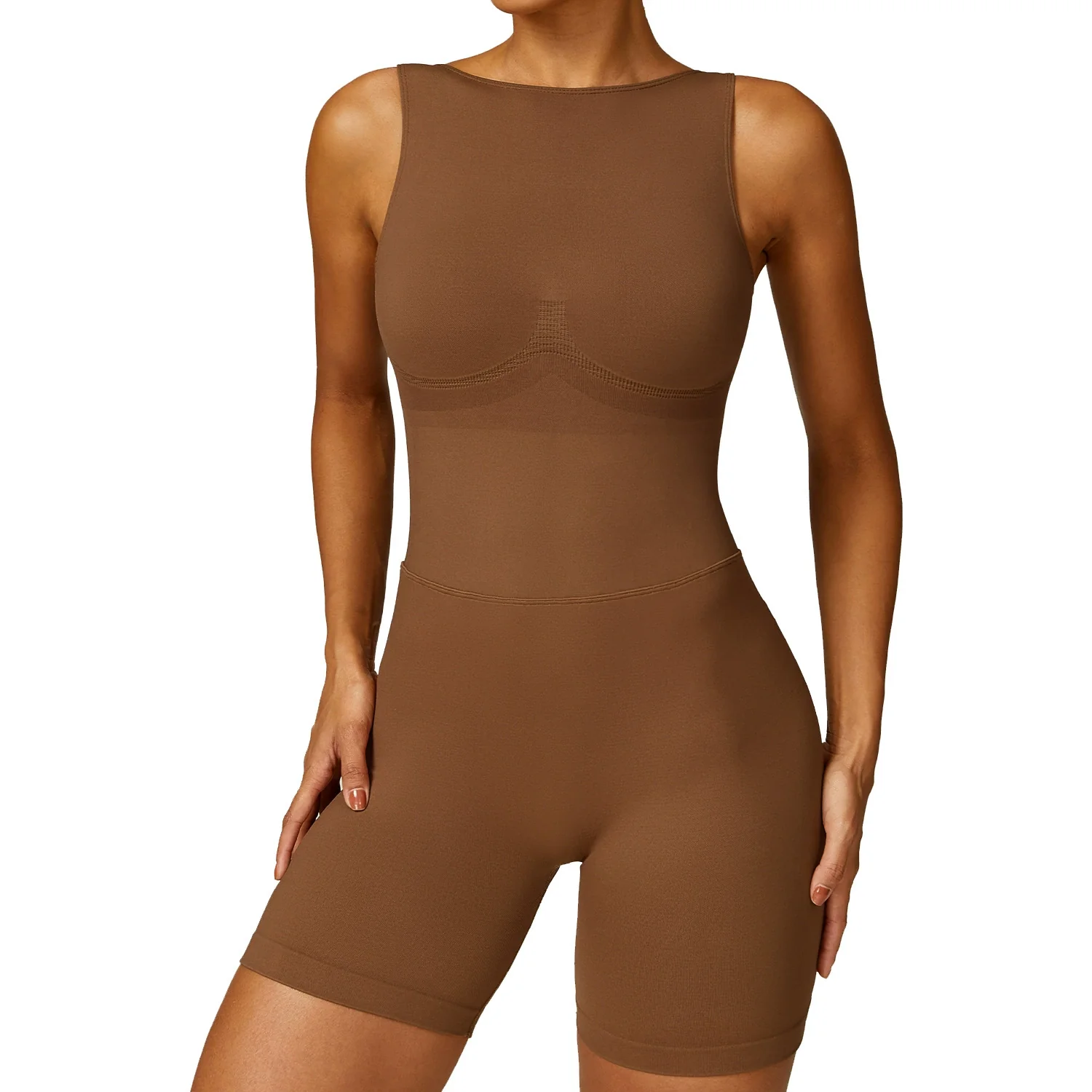 2024 Fashion Seamless Hollow-out Beauty Back Yoga One-Piece Tight Exercise Fitness Hip Lifting Yoga Jumpsuit without Chest Pad - Image 5