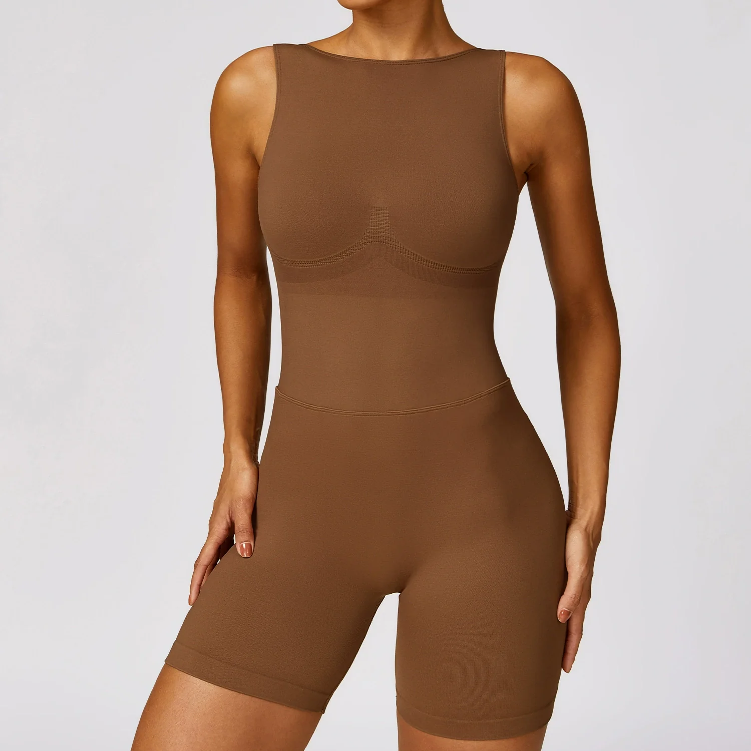 2024 Fashion Seamless Hollow-out Beauty Back Yoga One-Piece Tight Exercise Fitness Hip Lifting Yoga Jumpsuit without Chest Pad - Image 8