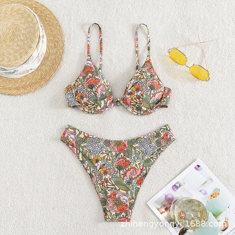 2024 Fashion Style Bikini Sexy Swimsuit Women's Push-up Print Bikini Cross-Border Foreign Trade Swimsuit - Image 4
