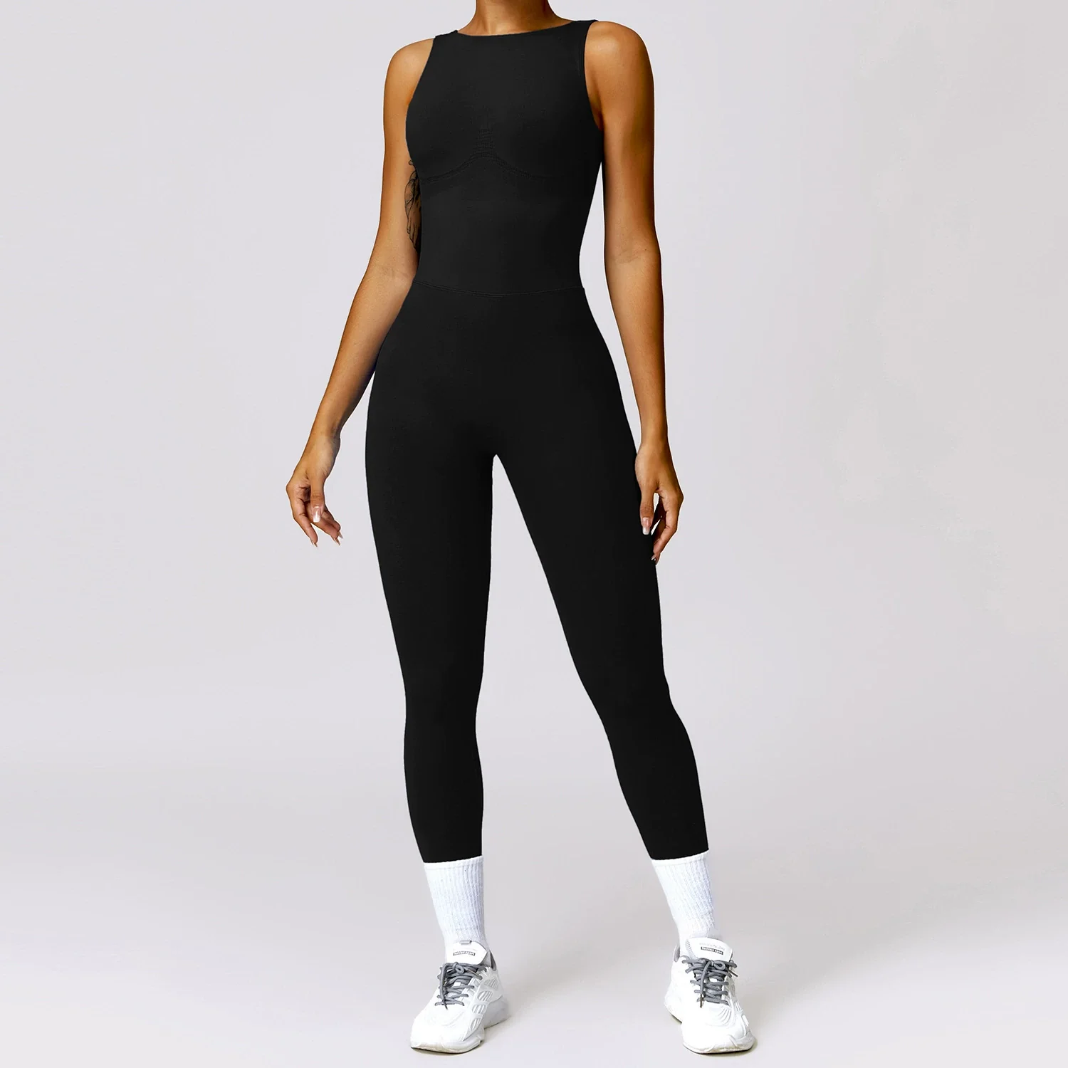 2024 Fashion Tight Back Yoga Jumpsuit Sports Fitness Cut Out Hip Lifting Yoga Jumpsuit Women without Chest Pad - Image 10