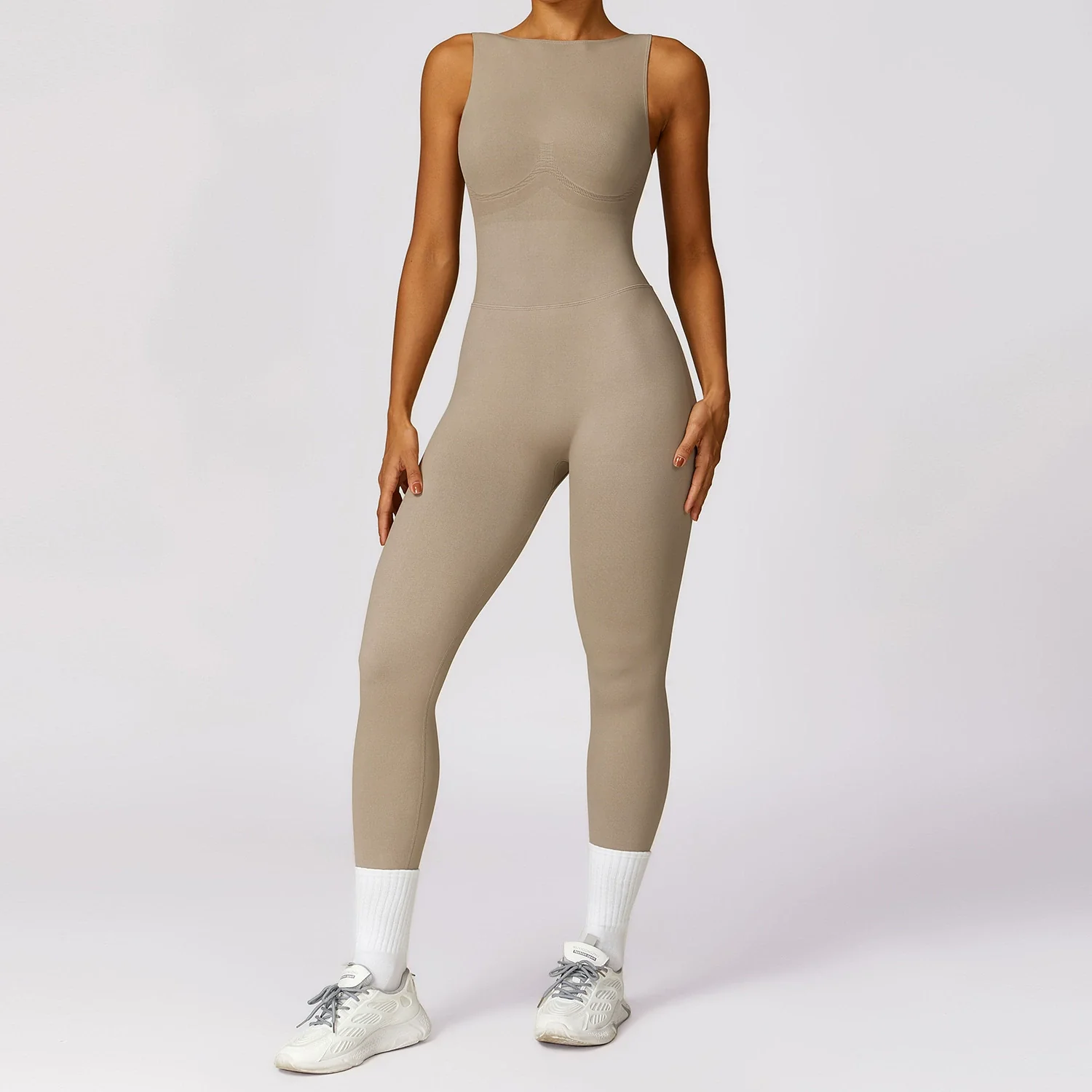 2024 Fashion Tight Back Yoga Jumpsuit Sports Fitness Cut Out Hip Lifting Yoga Jumpsuit Women without Chest Pad - Image 8