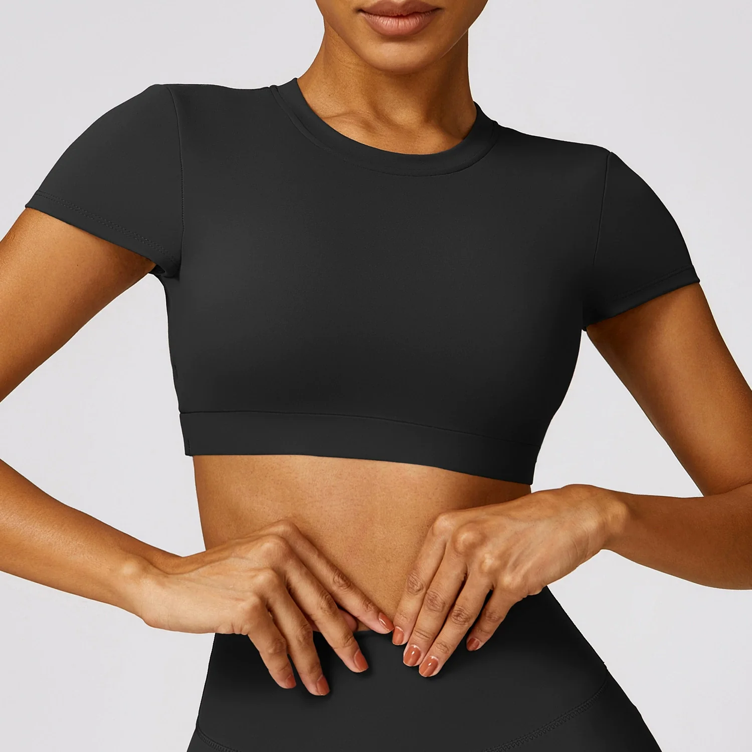 2024 High Strength Bubble Wrap Brushed Tight Sports Short Sleeve Outwear Casual Fitness Yoga Short Sleeve Top with Chest Pad - Image 6