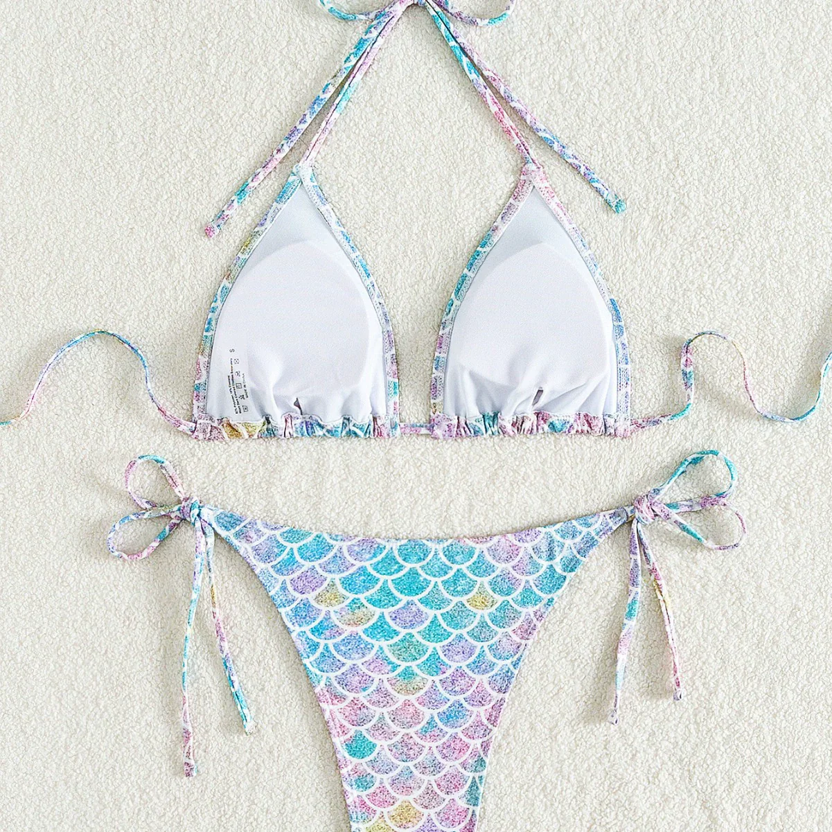 2024 New Arrival Hot Sale Mermaid Print Halter Swimsuit Separates Women Sexy Beach Swimsuit Bikini - Image 4