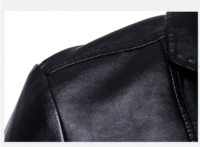 2024 New Men Business Casual Leather Jacket Black / khaki Fashion Male Suit Collar Coats Large Size 5XL Slim Fit Top - Image 23