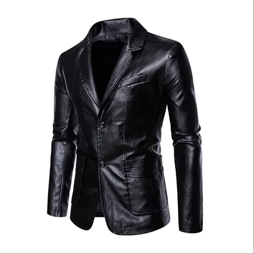 2024 New Men Business Casual Leather Jacket Black / khaki Fashion Male Suit Collar Coats Large Size 5XL Slim Fit Top - Image 28