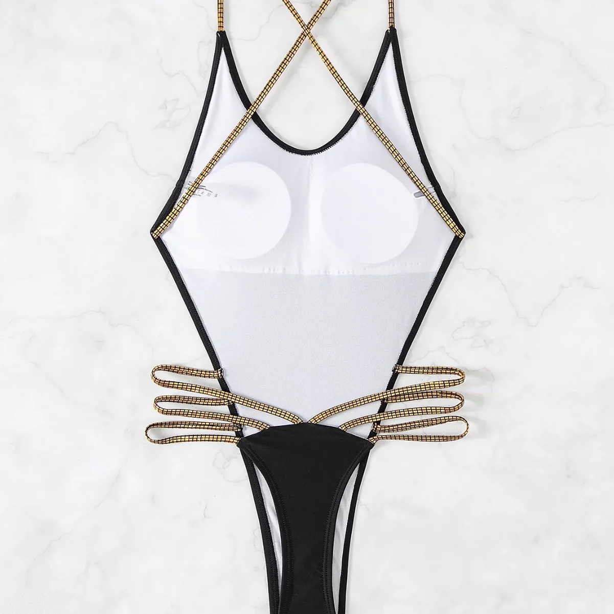 2024 Sexy Solid One-Piece Beach Swimsuit European and American Hot Sale Bronzing Wrap Bikinis - Image 5