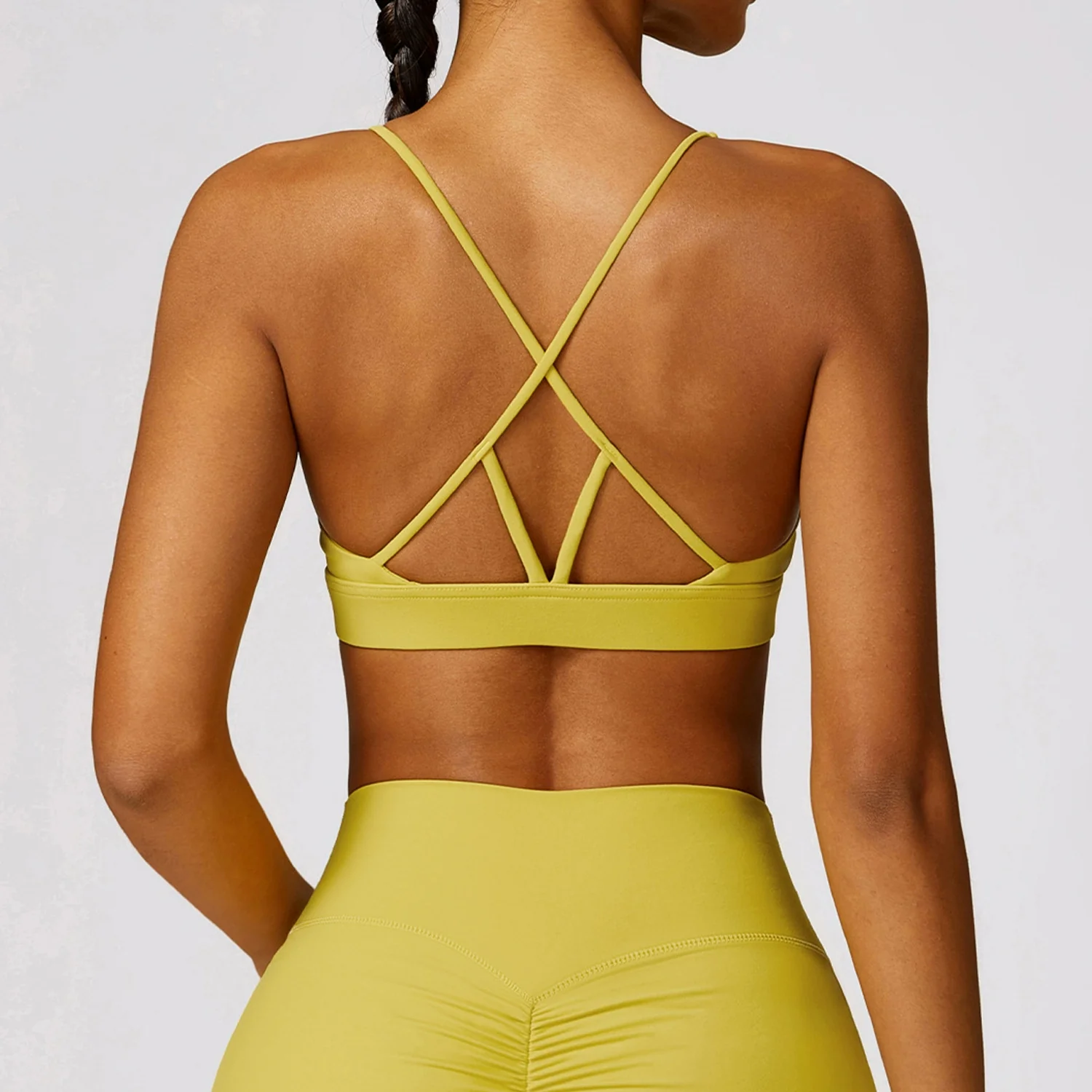 2024 Spring Tight Brushed Back Yoga Clothes Running Shockproof Sports Bra Quick-Drying Fitness Vest with Chest Pad - Image 3