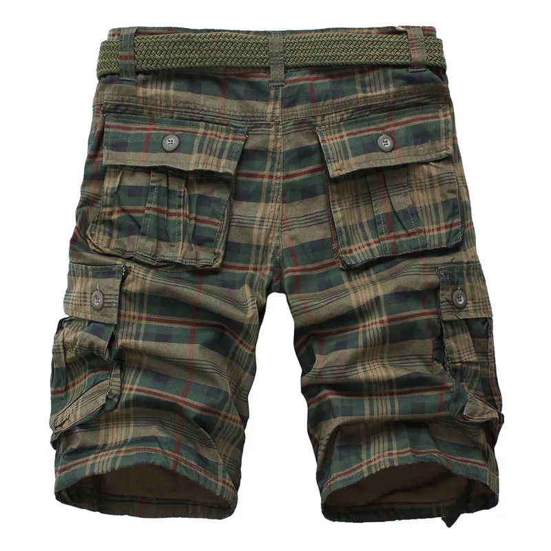 2024 Summer Men Shorts Fashion Plaid Beach Shorts Mens Casual Shorts Military Short Pants Male Bermuda Cargo Overalls No belt - Image 3
