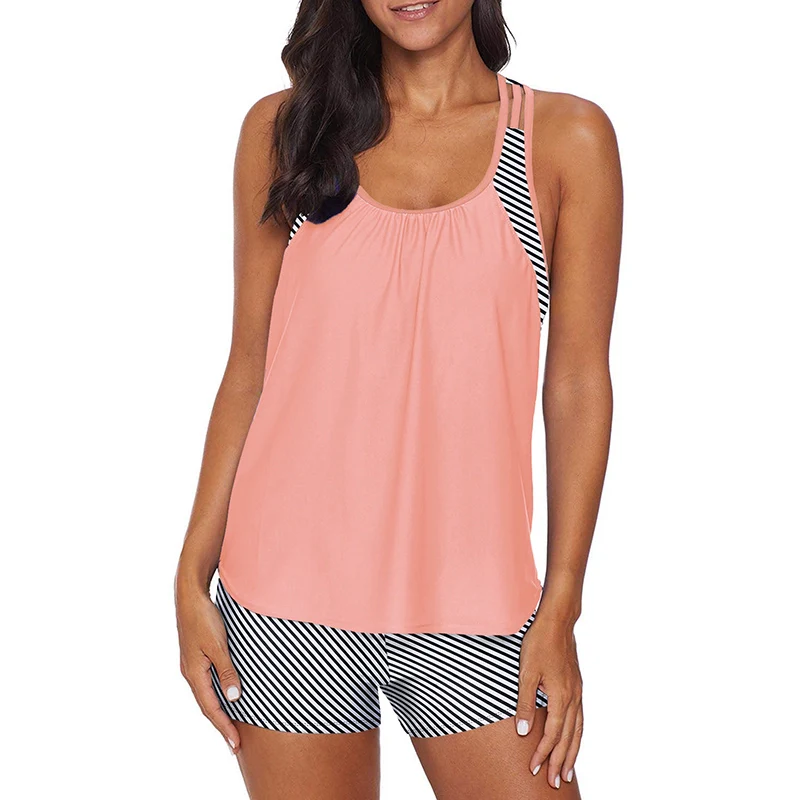 2024 Summer New Arrival Conservative Split Swimsuit Women's European and American Personalized Print Quick-Drying U-Collar Tankini Swimsuit Suit - Image 20