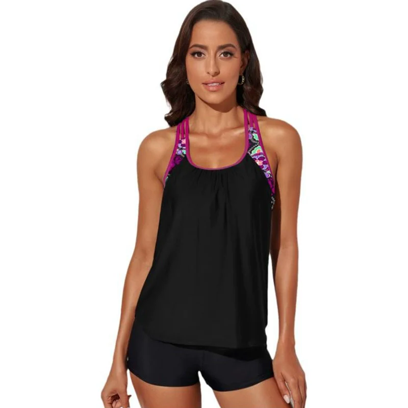 2024 Summer New Arrival Conservative Split Swimsuit Women's European and American Personalized Print Quick-Drying U-Collar Tankini Swimsuit Suit - Image 22