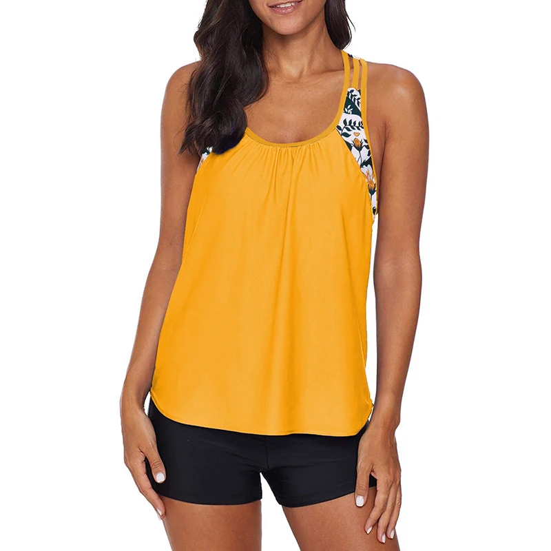 2024 Summer New Arrival Conservative Split Swimsuit Women's European and American Personalized Print Quick-Drying U-Collar Tankini Swimsuit Suit - Image 23