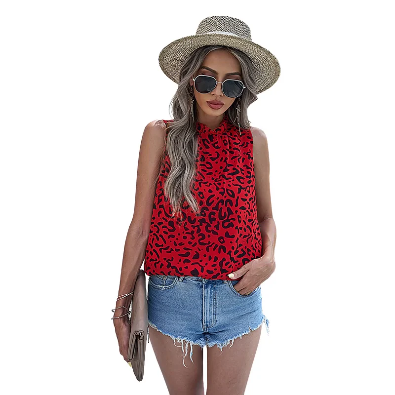 2024 Summer New Arrival Leopard Print Print Vest Women Fashion Fashion round Neck Pullover Sleeveless Pullover Tops Women - Image 8