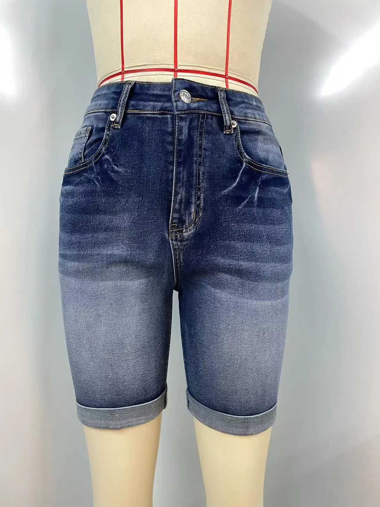 2024 Summer New High Waist Ripped Denim Shorts For Women Fashion Stretch Skinny Knee Length Jeans Shorts Casual Female Clothing - Image 5