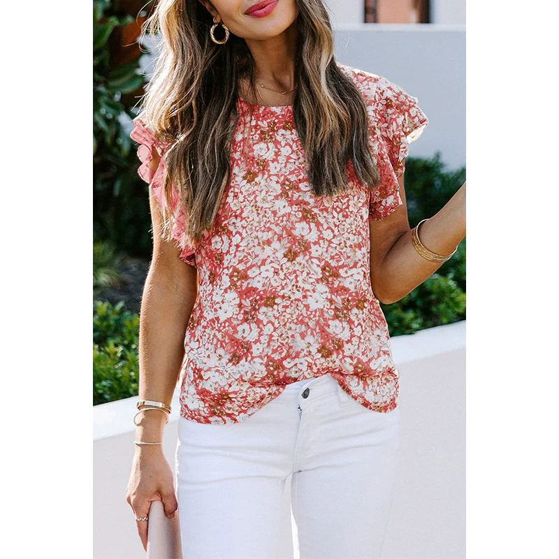 2024 Summer Short Sleeve Fashion Print Ins Chiffon Shirt - Image 10