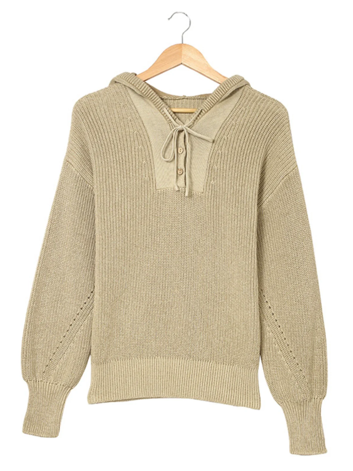2024 Winter New Arrival Half Cardigan Hooded Pullover Sweater Female Fashion Style Ladies Pure Color Long Sleeves Knitwear Female - Image 5