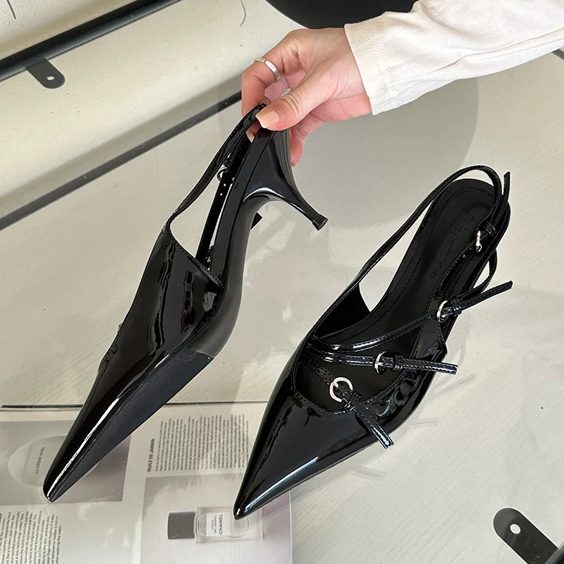 2024 Women Heels Pumps Fashion Footwear Sandals Shoes For Female Shallow Pointed Toe Ladies Thin High Heels Buckle Strap Shoes - Image 6