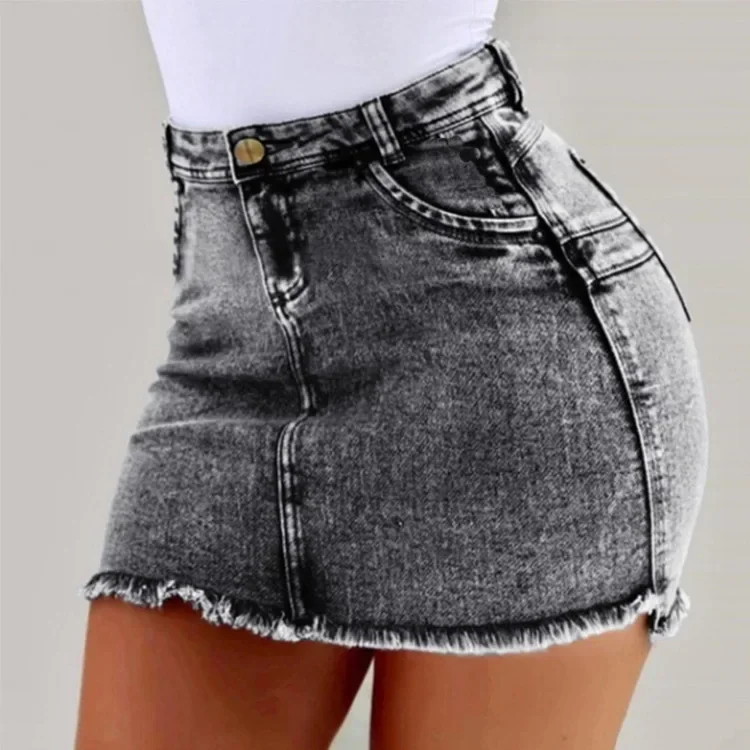 2024 Women's Summer High Waisted Mini Denim Skirt Sexy Ladies Club Party Wear Slim Bodycon Short Jeans Skirt Denim Skirt Female - Image 6