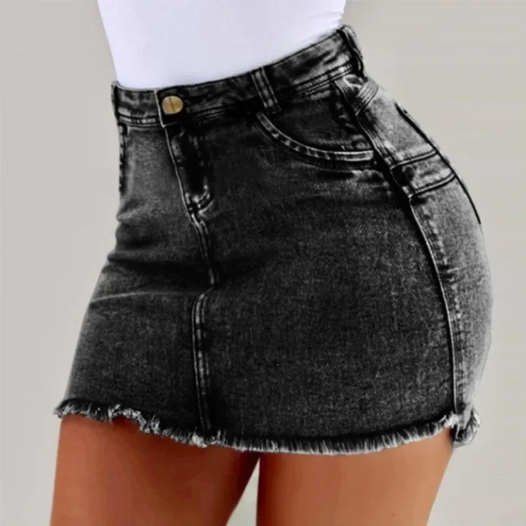 2024 Women's Summer High Waisted Mini Denim Skirt Sexy Ladies Club Party Wear Slim Bodycon Short Jeans Skirt Denim Skirt Female - Image 7