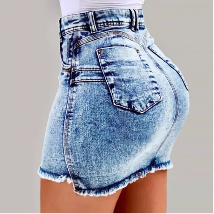 2024 Women's Summer High Waisted Mini Denim Skirt Sexy Ladies Club Party Wear Slim Bodycon Short Jeans Skirt Denim Skirt Female - Image 9