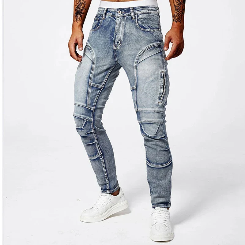 2025 Elastic Jeans Mens Small Straight Leg Denim Pants Outdoor Casual Motorcycle Pants High Street Classic High Quality Jeans - Image 4
