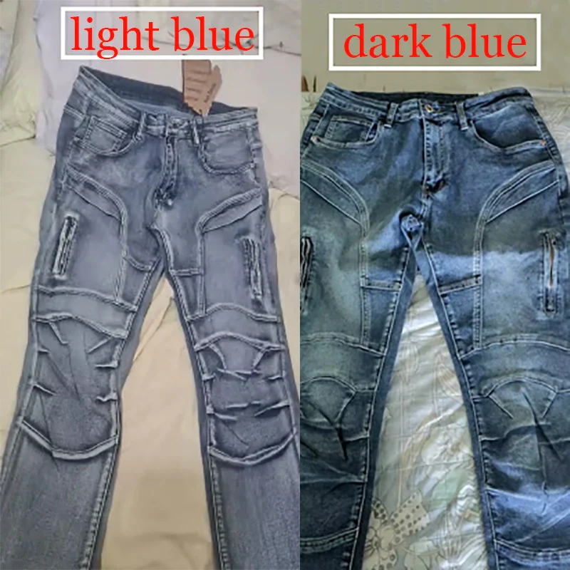 2025 Elastic Jeans Mens Small Straight Leg Denim Pants Outdoor Casual Motorcycle Pants High Street Classic High Quality Jeans - Image 5