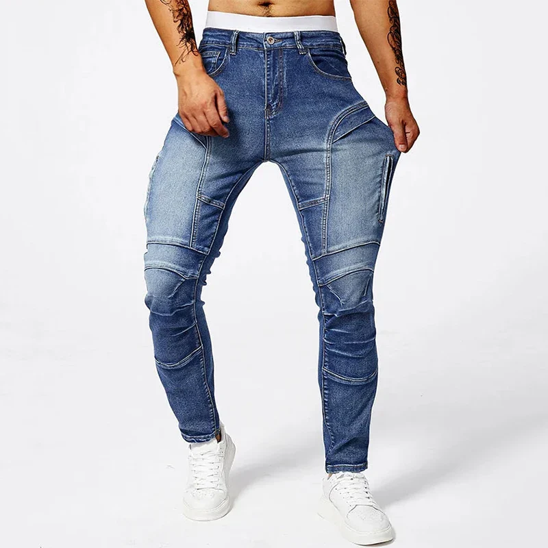 2025 Elastic Jeans Mens Small Straight Leg Denim Pants Outdoor Casual Motorcycle Pants High Street Classic High Quality Jeans - Image 7