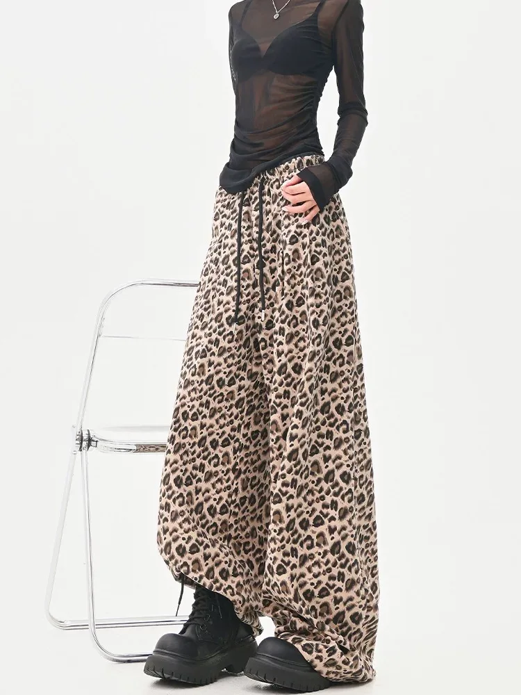 2025 Jeans Leopard Print High-Waisted Loose-Fit Casual Trousers Straight-Leg Long Pants New Style Amazeon European And American - Image 3