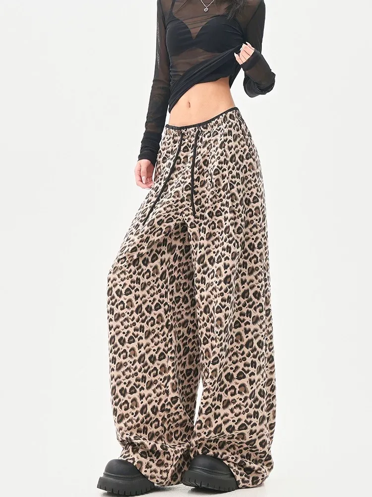 2025 Jeans Leopard Print High-Waisted Loose-Fit Casual Trousers Straight-Leg Long Pants New Style Amazeon European And American - Image 6