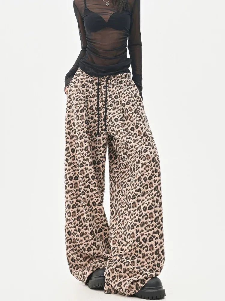 2025 Jeans Leopard Print High-Waisted Loose-Fit Casual Trousers Straight-Leg Long Pants New Style Amazeon European And American - Image 7