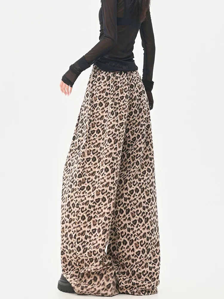 2025 Jeans Leopard Print High-Waisted Loose-Fit Casual Trousers Straight-Leg Long Pants New Style Amazeon European And American - Image 9