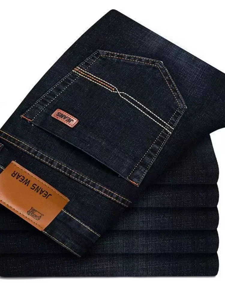 2025 Men NEW Men's Fashion Business Jeans Classic Style Casual Stretch Slim Jean Pants Male Brand Denim Trousers Black Blue Mens - Image 4