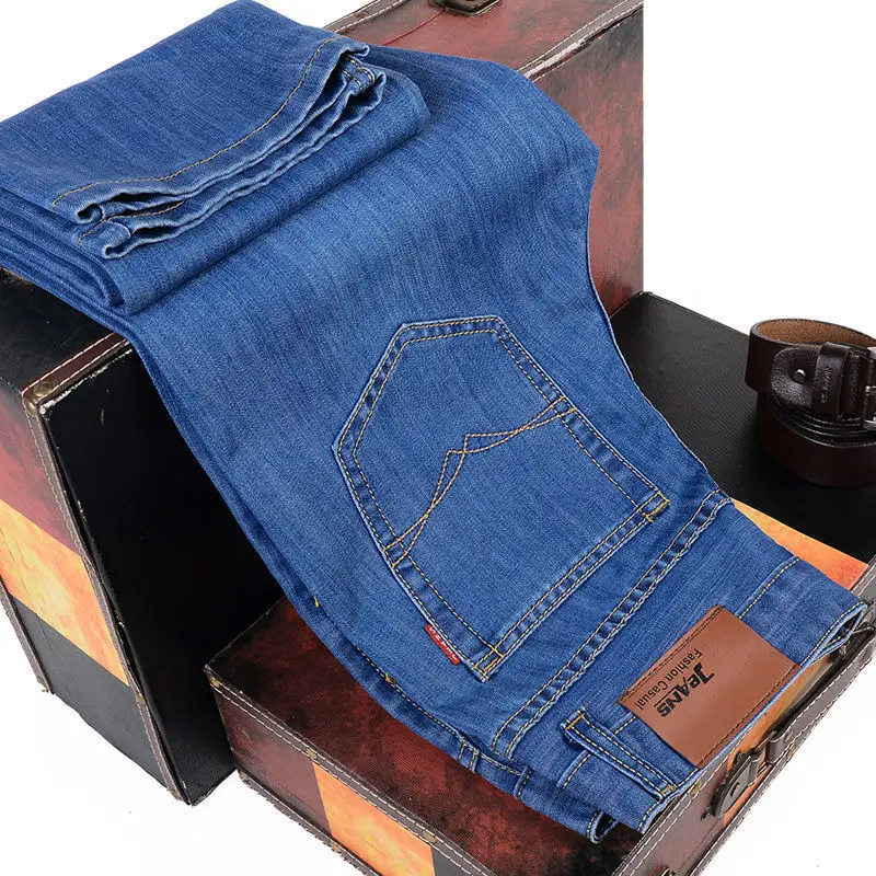 2025 Men NEW Men's Fashion Business Jeans Classic Style Casual Stretch Slim Jean Pants Male Brand Denim Trousers Black Blue Mens - Image 4