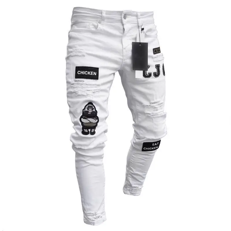 2025 Men Stylish Ripped Jeans Pants Biker Slim Straight Hip Hop Frayed Denim Trousers New Fashion Skinny Jeans Men European Size - Image 7