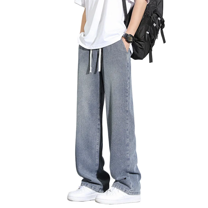 2025 men's fashionable loose wide leg jeans, casual straight leg high street retro loose jeans, casual comfortable jeans, elasti - Image 6