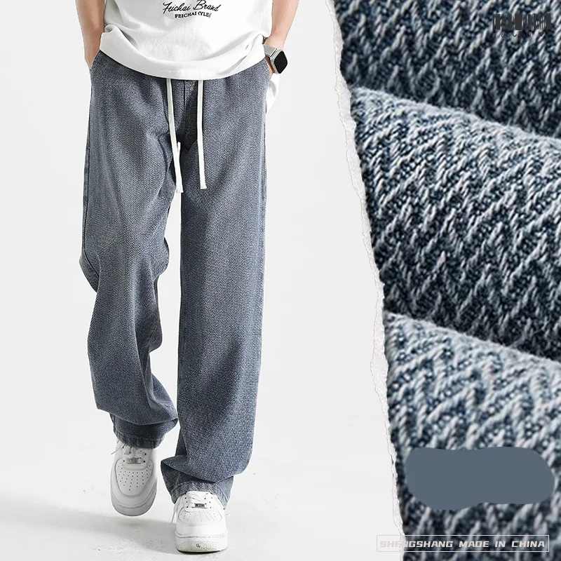 2025 men's fashionable loose wide leg jeans, casual straight leg high street retro loose jeans, casual comfortable jeans, elasti - Image 3