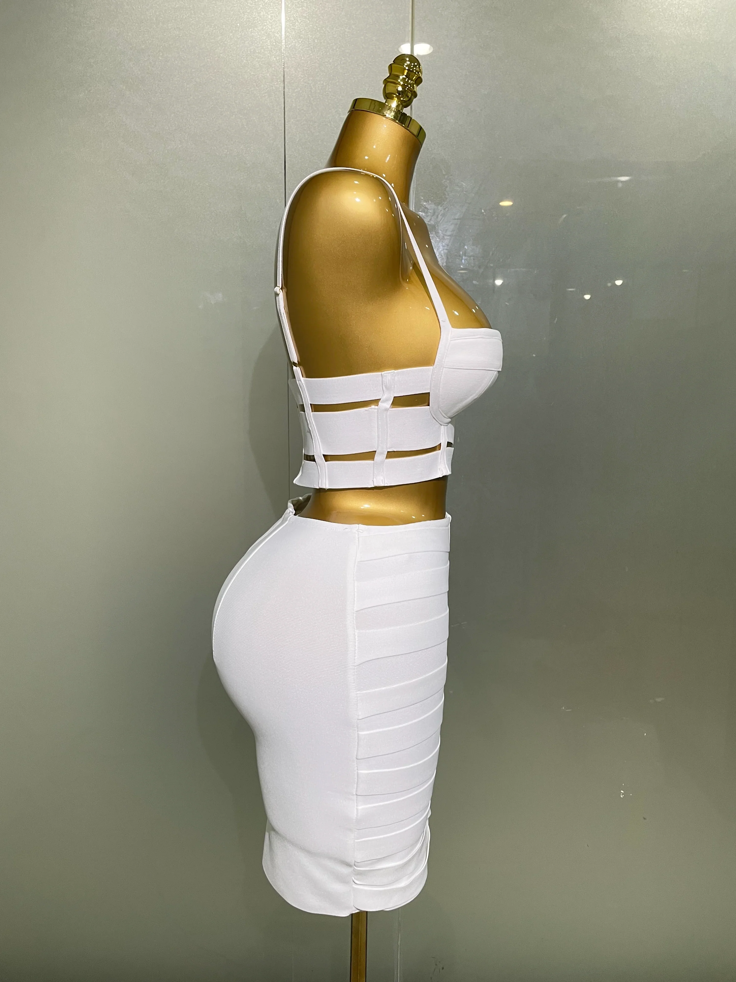 2025 New Arrival High Quality Women Sexy Bandage Tops Fashion Pencil Skirts Set Nightclub Party Celebrate Women's Set - Image 10