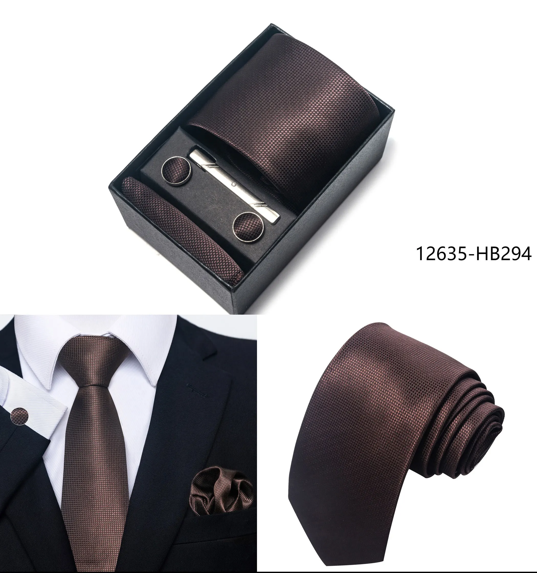 2025 New Design Fashion Brown Paisley Tie Handkerchief Cufflink Set For Men Necktie Clothing Accessories Birthday Present - Image 13