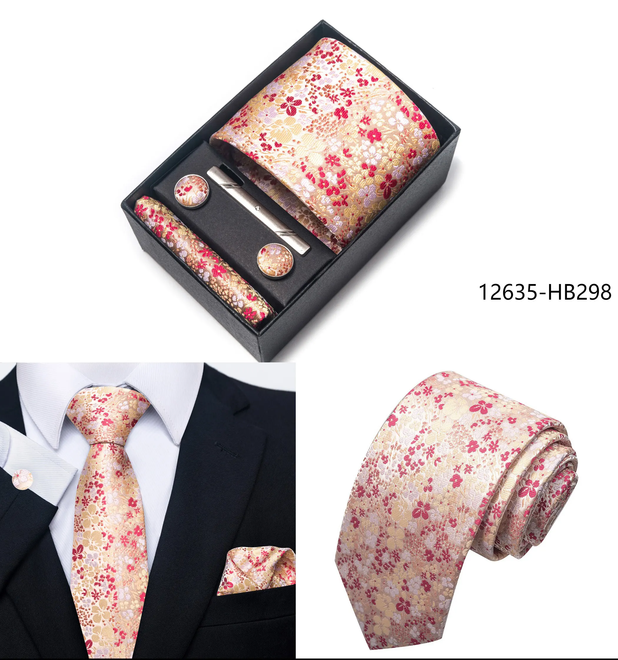 2025 New Design Fashion Brown Paisley Tie Handkerchief Cufflink Set For Men Necktie Clothing Accessories Birthday Present - Image 17