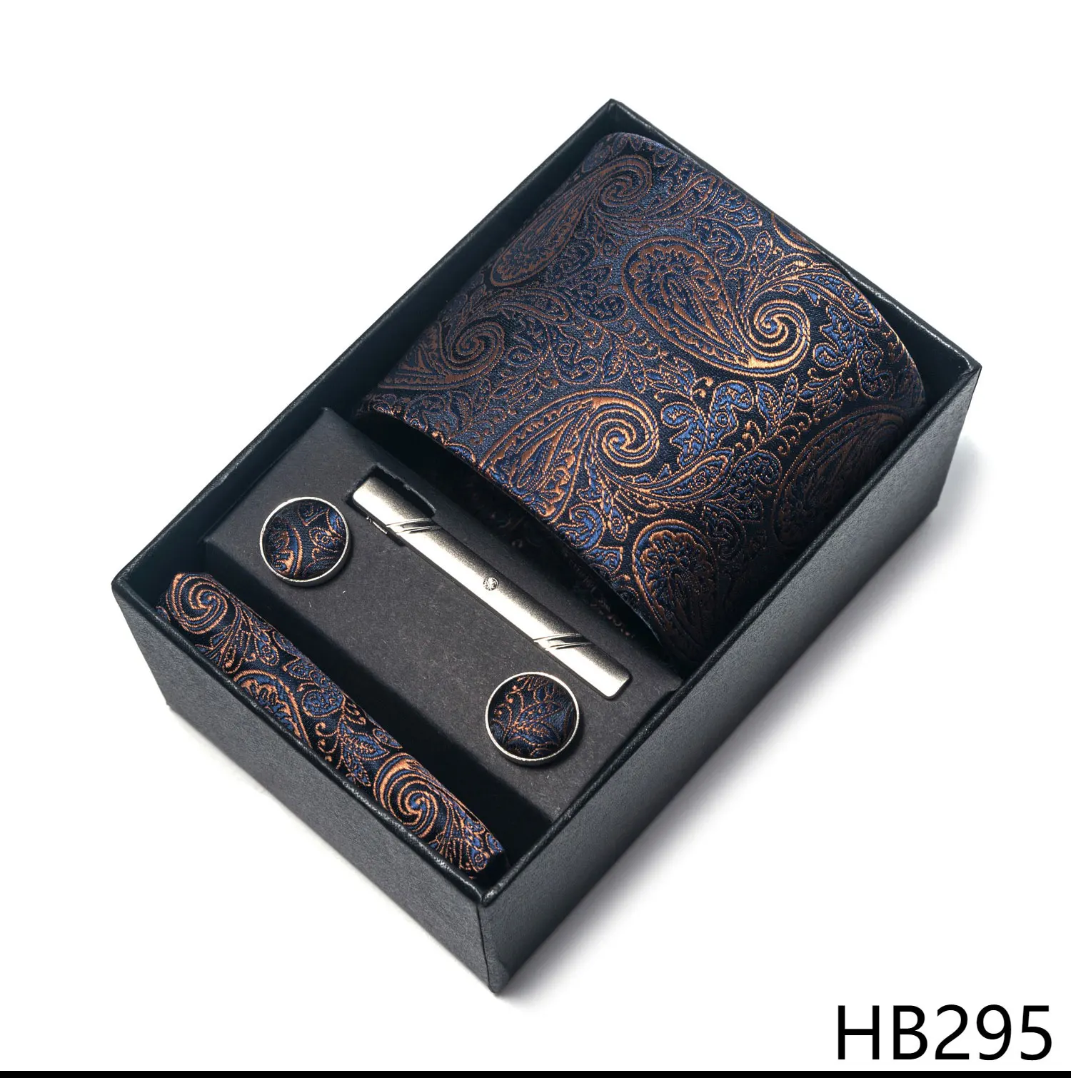 2025 New Design Fashion Brown Paisley Tie Handkerchief Cufflink Set For Men Necktie Clothing Accessories Birthday Present - Image 57