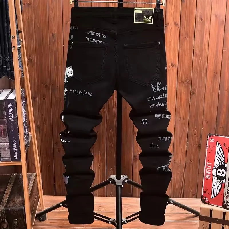 2025 new men's printing  jeans slim fit jeans men Fashion Classic Denim Skinny Jeans Male men's casual High Quality Trousers - Image 2