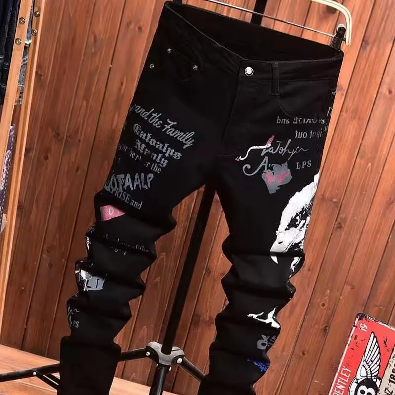 2025 new men's printing  jeans slim fit jeans men Fashion Classic Denim Skinny Jeans Male men's casual High Quality Trousers - Image 3