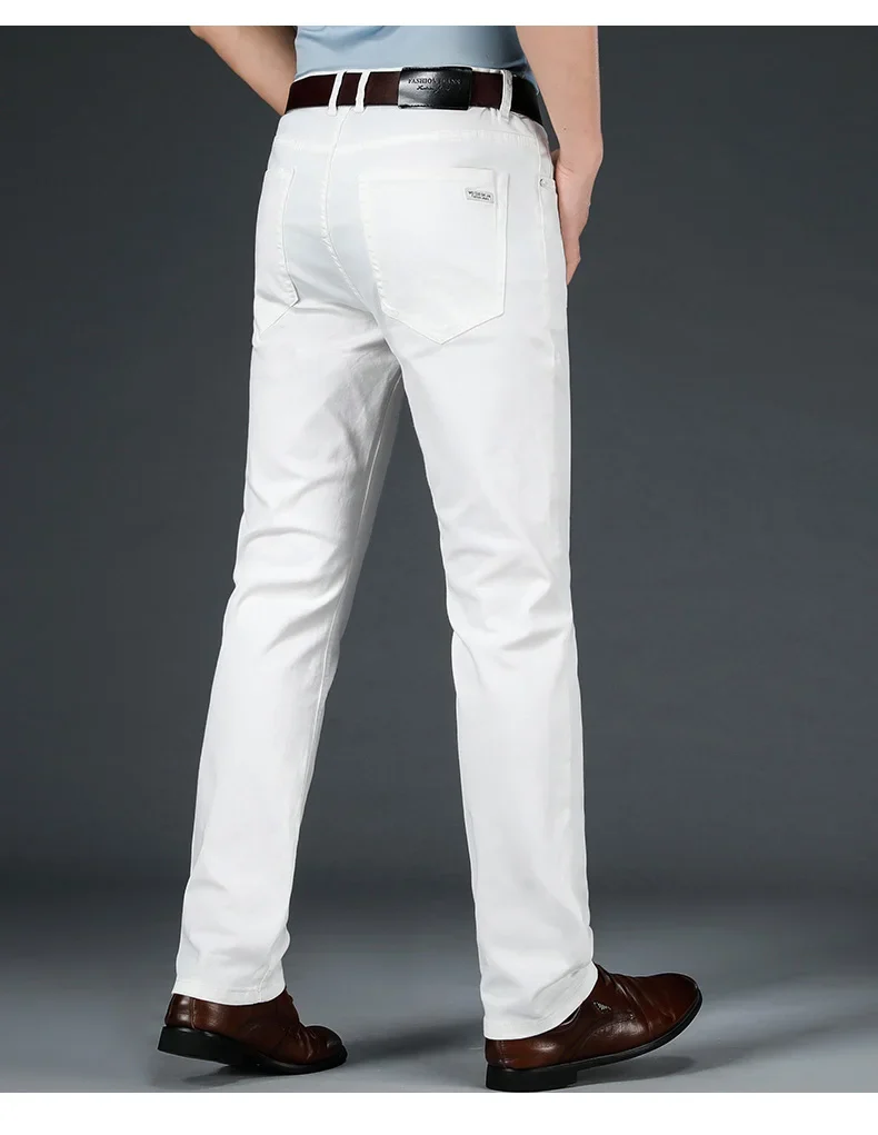 2025 New Spring Summer Jeans Men Fashion Casual Classic Style Business Straight Fit Soft Trousers Male Advanced White Pants 40 - Image 10