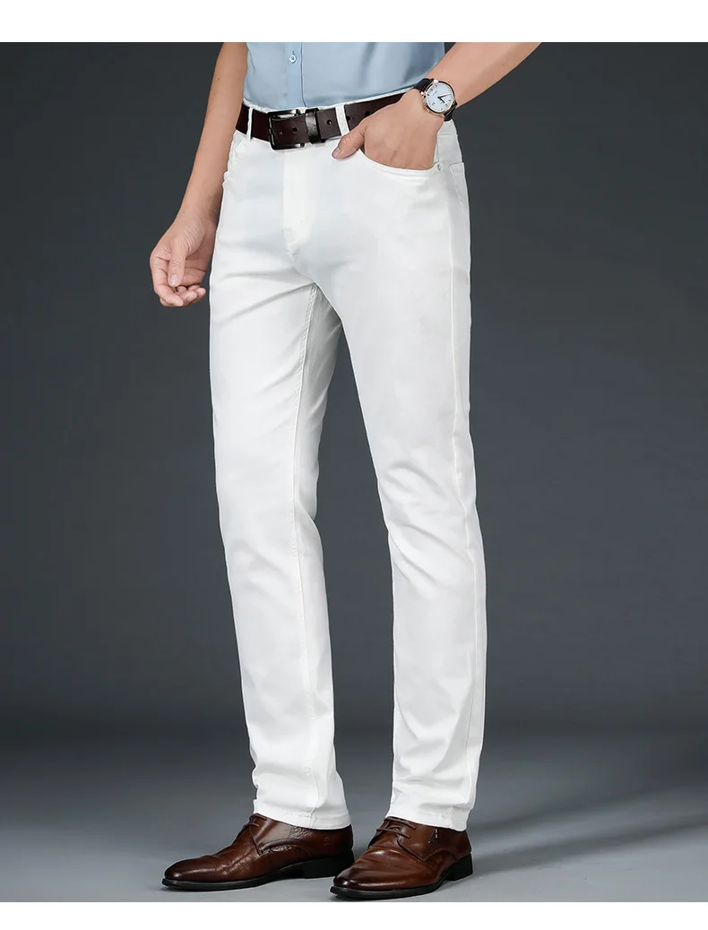 2025 New Spring Summer Jeans Men Fashion Casual Classic Style Business Straight Fit Soft Trousers Male Advanced White Pants 40 - Image 11