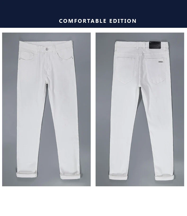 2025 New Spring Summer Jeans Men Fashion Casual Classic Style Business Straight Fit Soft Trousers Male Advanced White Pants 40 - Image 12