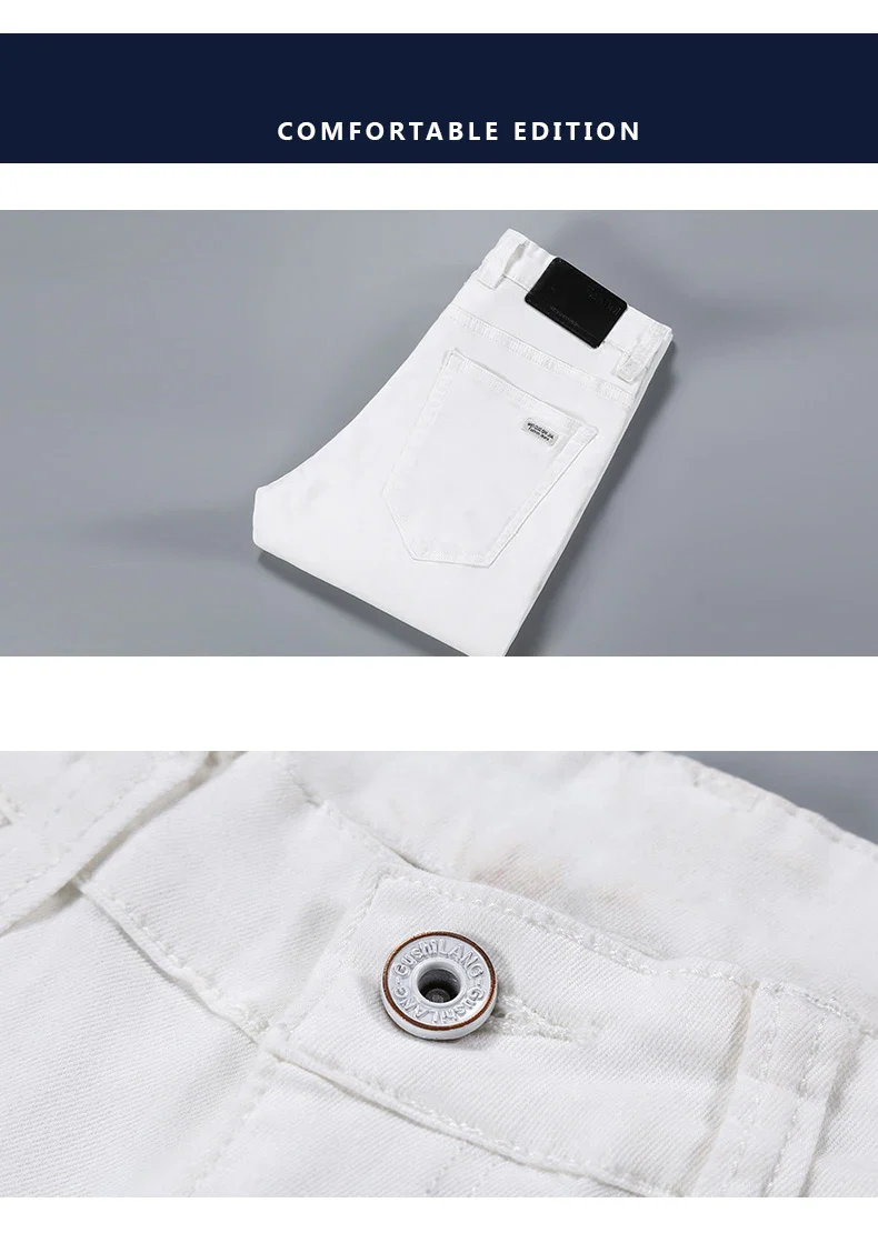 2025 New Spring Summer Jeans Men Fashion Casual Classic Style Business Straight Fit Soft Trousers Male Advanced White Pants 40 - Image 13